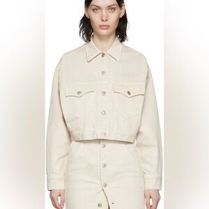 Cropped Denim Jacket in Cream